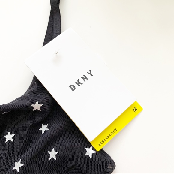 NWT DKNY Black Metallic Star Print Mesh Bralette - Picture 3 of 7